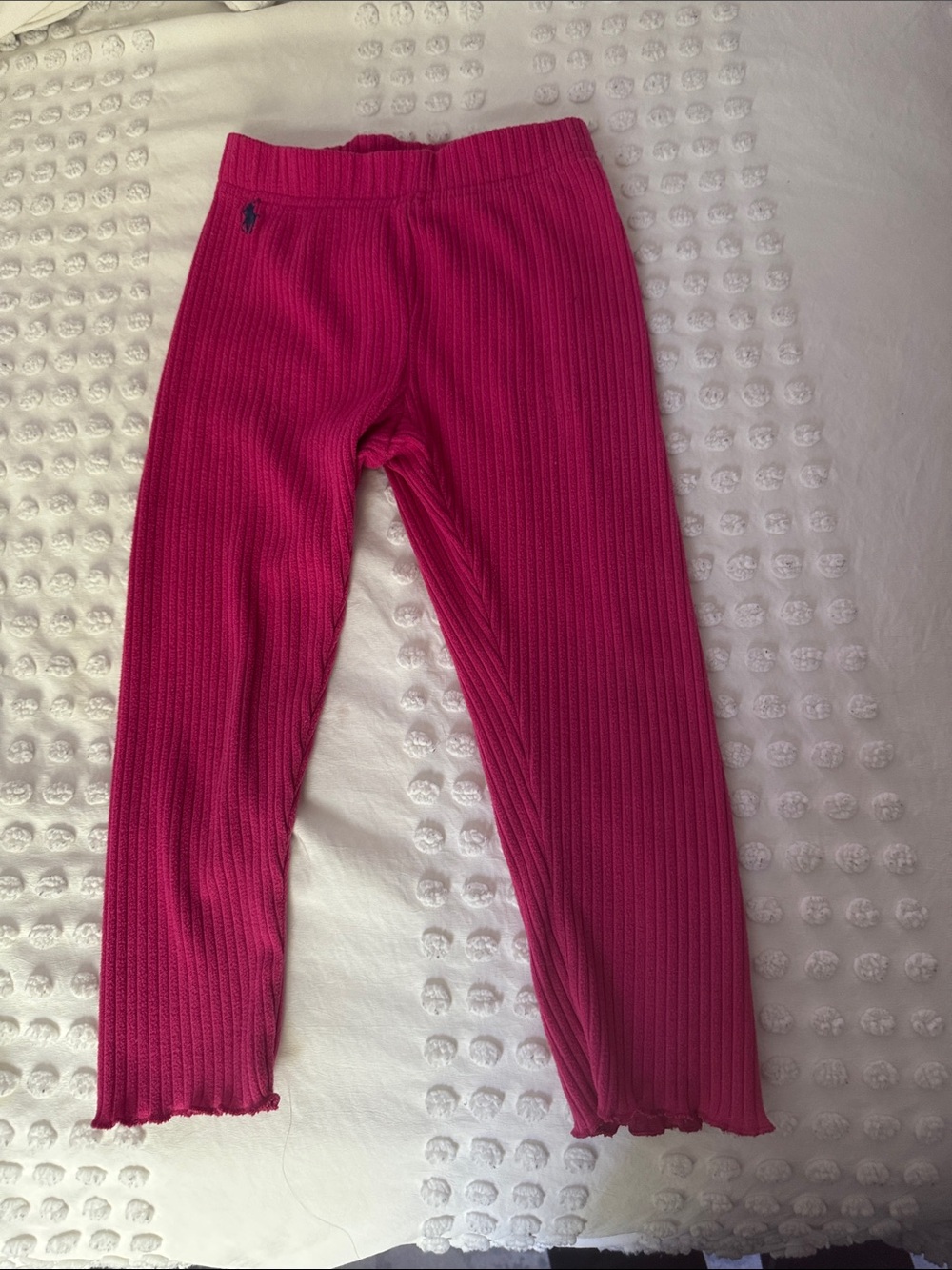 Ralph Lauren Girls Hot Pink Ribbed Leggings